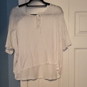Lucky Brand Cream 3/4 Sleeve Tie Front Blouse